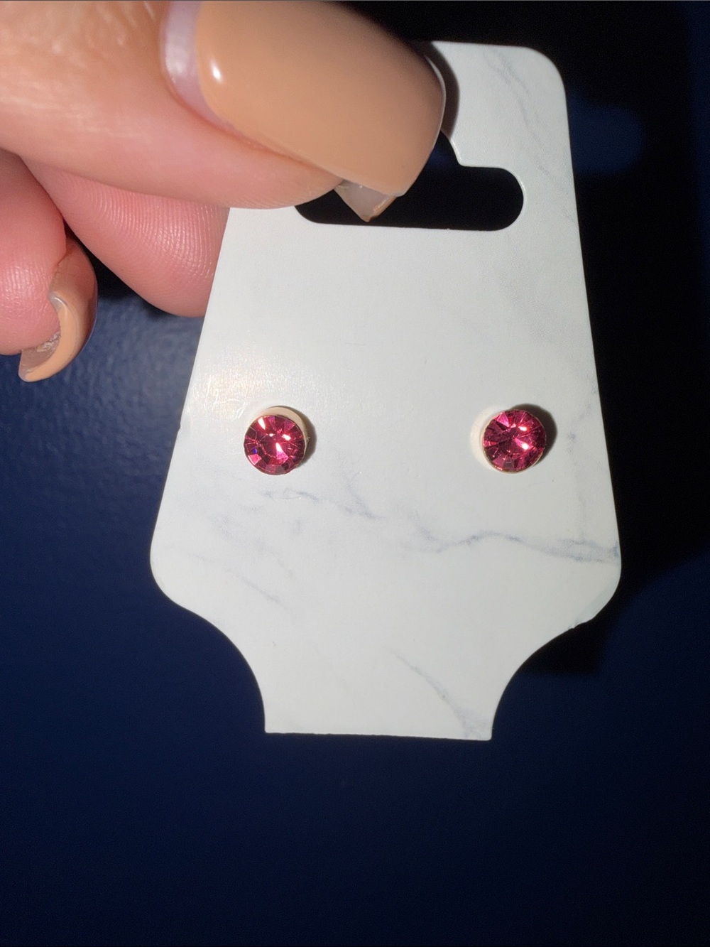 Fuchsia Pink Crystal Round Stud Earrings NWT - Picture 3 of 8